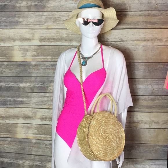 Round straw beach bag purse NWT - Picture 2 of 4